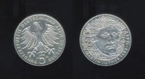 Germany Njemačka 5 Mark 1983 G - Martin Luther