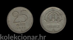 Sweden Švedska 25 Ore 1947 - Gustaf V