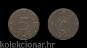 Sweden Švedska 5 Ore 1978 - Carl XVI Gustaf