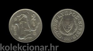 Cyprus Cipar 2 Cents 1991