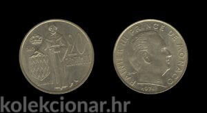 Monaco Monako 20 Centimes 1974 - Rainier III
