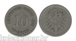 Germany Njemačka 10 Pfennig 1876 A – Wilhelm I