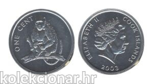 Cook Islands 1 Cent 2003 – Monkey - Elizabeth II