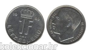 Luxembourg Luksemburg 1 Franc 1989 - Jean