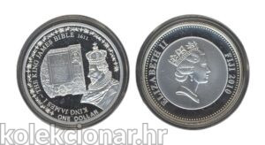Fiji Fidži 1 Dollar 2010 - King James Bible - Elizabeth II
