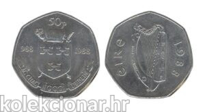 Ireland Irska 50 Pence 1988 - Dublin Millennium