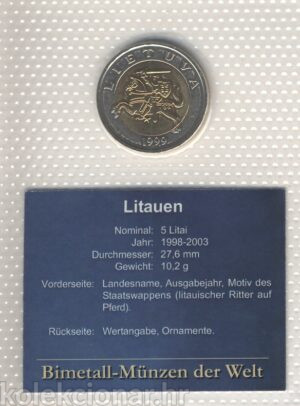Lithuania Litva 5 Litai 1999