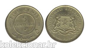 Somalia Somalija 5 Centesimi 1967