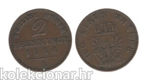 Germany Njemačka Prussia 2 Pfennige 1864 A – William I