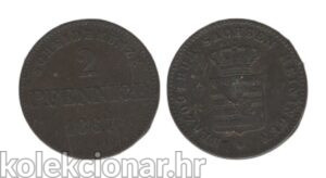 Germany Njemačka Saxe-Meiningen 2 Pfennige 1867 – George II