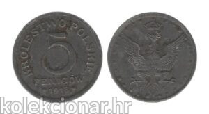 Poland Poljska Kingdom of Poland 5 Fenigow 1918